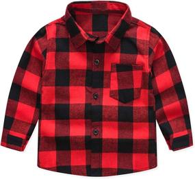 img 1 attached to Little Sleeve Button Flannel 18 24M Boys' Clothing at Tops, Tees & Shirts