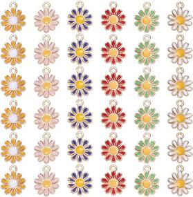 img 4 attached to 🌼 36 PCS 6 Color Enamel Daisy Flower Charm Pendant - Assorted Gold Plated Small Daisy Charms for DIY Jewelry Making - Necklace, Bracelet, Earring Accessories