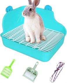 img 4 attached to 🐇 Convenient Hptmus Rabbit Litter Box Toilet - Ideal for Small Animals like Guinea Pigs, Ferrets, Chinchillas, and More! Plastic Bunny Potty Trainer Pan for Easy Pet Litter Corner