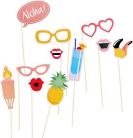 img 1 attached to 🌺 Ultimate Tinksky Hawaii Themed Summer Party Photo Booth Props Kit - Luau Party Supplies for Holiday, Wedding, Birthdays, Beach & Pool Parties! 21pcs