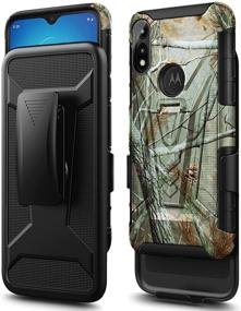 img 2 attached to 📱 E-Began Camo Motorola Moto E Case (2020 Release) - Full Coverage Tempered Glass Screen Protector, Belt Clip Holster with Kickstand - Shockproof Heavy Duty Armor Defender Rugged Case