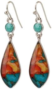 img 4 attached to 💠 KaFu Unique Indian Ethnic Vintage Silver Turquoise Teardrop Dangle Earrings for Women Bohemian Multicolored Glazed Jewelry