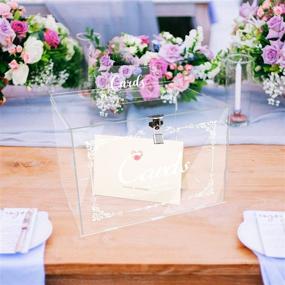 img 2 attached to 💍 Acrylic Clear Wedding Card Box with Lock | Gift Card/Money Holder for Reception, Anniversary, Birthday, Graduation Decorations | 12.2 x 9.3 x 8.3 Inch