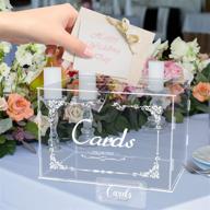 💍 acrylic clear wedding card box with lock | gift card/money holder for reception, anniversary, birthday, graduation decorations | 12.2 x 9.3 x 8.3 inch logo