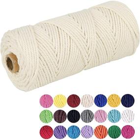 img 2 attached to 3mm x109 Yards Colored Macrame Cotton Cord, 4 Ply Twisted Macrame Yarn - Natural White, Ideal for Macrame Plant Hangers, DIY Crafts, and more!