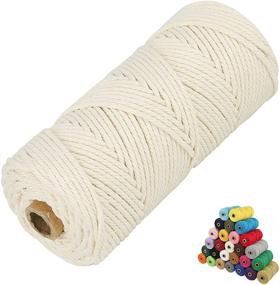 img 4 attached to 3mm x109 Yards Colored Macrame Cotton Cord, 4 Ply Twisted Macrame Yarn - Natural White, Ideal for Macrame Plant Hangers, DIY Crafts, and more!