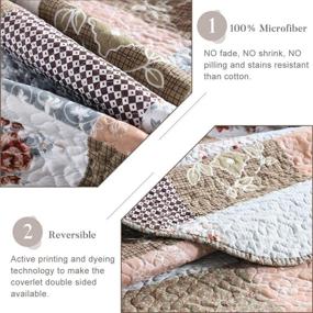 img 1 attached to 🛏️ Homcosan Quilt Bedspreads Sets Queen/Full Size - Reversible Mocha Floral Patchwork Lightweight Coverlet for All Season - 3-Piece Bedding with Pillow Shams