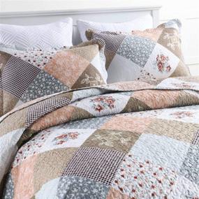 img 3 attached to 🛏️ Homcosan Quilt Bedspreads Sets Queen/Full Size - Reversible Mocha Floral Patchwork Lightweight Coverlet for All Season - 3-Piece Bedding with Pillow Shams