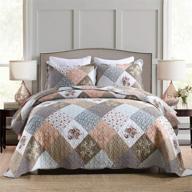 🛏️ набор одеял homcosan quilt для кровати размера queen/full - реверсивный мока флорал пэчворк легкий покрывало на все времена года - 3-х предметное постельное белье с наволочками. логотип