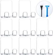 🧼 clear self adhesive razor holder hooks - bathroom & kitchen organizer for 8 pieces razor, towel & plug logo