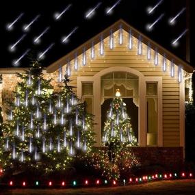 img 3 attached to 💫 Exquisite Cascading Meteor Shower Lights - 8 Tube 192 LED Falling Rain Christmas Lights for Outdoor Xmas Decoration, Wedding Parties, UL Plug, White