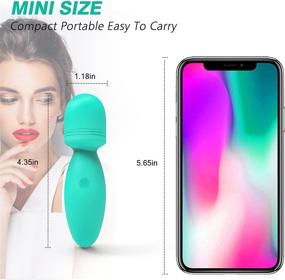 img 3 attached to 💚 Turquoise Green Mini Wand Massager: Portable Rechargeable Handheld Body Massager with 10 Vibration Modes, Waterproof & Cordless - 4.35 * 1.18 inches