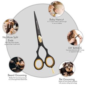 img 2 attached to 💇 High-quality Hair Scissors-Barber Hair Shears 6.5’’ Haircut Scissors Professional Hair Cutting Scissors for Women/Men with Adjustable Screw & Free Comb Japanese Stainless Steel Black Color