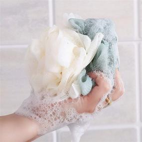 img 3 attached to 🛁 HuiYouHui 4 Pack Loofah Bath Sponge Lace Mesh: Silky Skin, Full Cleanse Lather - Multi Color Assortment for Luxurious Bathing