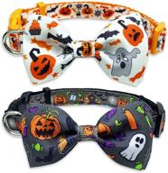 🎃 spook-tacular halloween dog collar set: 2 pack with removable bow tie, festive jack-o-lantern and pumpkin design - ideal for small medium large dogs, pets, puppies logo