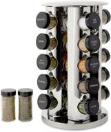 🌶️ kamenstein 20-jar countertop revolving spice rack tower with 5-year free refills, polished stainless steel logo