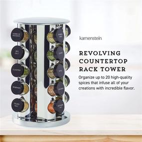 img 3 attached to 🌶️ Kamenstein 20-Jar Countertop Revolving Spice Rack Tower with 5-Year Free Refills, Polished Stainless Steel