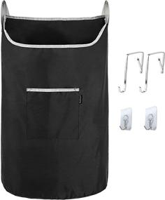 img 4 attached to 🧺 BeeGreen X-Large Black Hanging Laundry Hamper Bag with Space-Saving Wall Hanging Design and Zipper Closure - Ideal for Bathroom, Home, Travel, and Dormitory Use