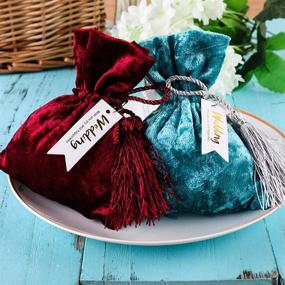 img 1 attached to 🎁 10PCS Dark Red Velvet Cloth Jewelry Pouches/Drawstring Bag Gift Bags (5.5"x4.3") - Random Drawstring Color