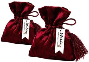 img 3 attached to 🎁 10PCS Dark Red Velvet Cloth Jewelry Pouches/Drawstring Bag Gift Bags (5.5"x4.3") - Random Drawstring Color