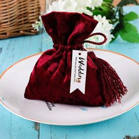 img 2 attached to 🎁 10PCS Dark Red Velvet Cloth Jewelry Pouches/Drawstring Bag Gift Bags (5.5"x4.3") - Random Drawstring Color