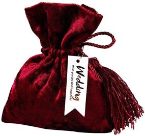 img 4 attached to 🎁 10PCS Dark Red Velvet Cloth Jewelry Pouches/Drawstring Bag Gift Bags (5.5"x4.3") - Random Drawstring Color