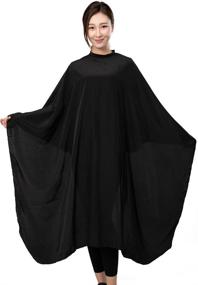 img 4 attached to ✂️ Premium Barber Hair Cutting Cape: Black Salon Haircut Gown, 55" x 59", 5.8 Ounces – Super Silky Smooth Finish