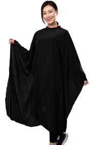 img 2 attached to ✂️ Premium Barber Hair Cutting Cape: Black Salon Haircut Gown, 55" x 59", 5.8 Ounces – Super Silky Smooth Finish