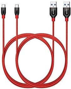 img 2 attached to 🔌 Anker Powerline+ USB-C to USB 3.0 Cable (6ft, 2-Pack), Enhanced Durability, for Samsung Galaxy Note 8, S8, S8+, S9, S10, iPad Pro 2018, MacBook, Nexus 5X, Nexus 6P, OnePlus 2 & More (Red)