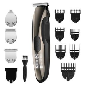 img 4 attached to Men's Cordless Hair Clippers by Misiki - Hair Trimmer Kit with LED Display, Rechargeable Battery, 4 Haircut Blade Heads, IPX6 Waterproof, 3 Adjustable Speeds