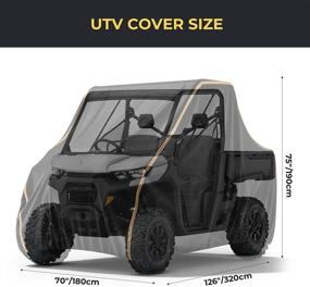 img 3 attached to 🌦️ Kemimoto UTV накидка - защита от всех погодных условий для Can Am Defender, Polaris Ranger, Commander, Rhino, Pioneer, Kawasaki Mule, Teryx - подходит для 2-3 мест (Большой размер: 126"x70"x75")