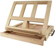 🎨 portable art desk easel and book stand with drawer - greenco beech-wood logo