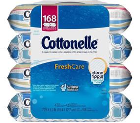 img 1 attached to Влажные салфетки для очистки Cottonelle Flushable - 168 штук, с рельефной текстурой - набор из 4