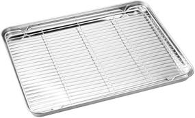 img 2 attached to 🍪 Wildone Baking Sheet & Rack Set - Stainless Steel Cookie Pan with Cooling Rack - Non Toxic, Heavy Duty, Easy Clean (16 x 12 x 1 Inch)