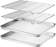 🍪 wildone baking sheet & rack set - stainless steel cookie pan with cooling rack - non toxic, heavy duty, easy clean (16 x 12 x 1 inch) logo