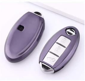 img 4 attached to TPU Key Fob Cover Sleeve Protector Shell Remote Smart Key Holder Jacket for Nissan Infiniti - TL Compatible with Key Chain - Purple