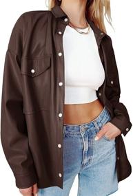 img 3 attached to Women's Casual Oversize Button Sleeve Shacket - Clothing, Coats, Jackets & Vests