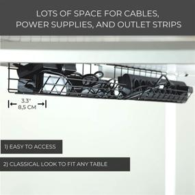 img 2 attached to 💡 Enhanced Wire Management Tray Set - Under Desk Cable Organizer with 25 Convenient Straps. Optimal Standing Desk Cable Management Rack (Black Wire Tray - Set of 2X 17'')