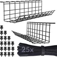 💡 enhanced wire management tray set - under desk cable organizer with 25 convenient straps. optimal standing desk cable management rack (black wire tray - set of 2x 17'') logo