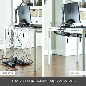 img 3 attached to 💡 Enhanced Wire Management Tray Set - Under Desk Cable Organizer with 25 Convenient Straps. Optimal Standing Desk Cable Management Rack (Black Wire Tray - Set of 2X 17'')