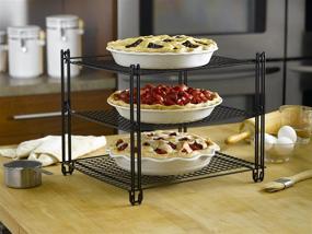 img 2 attached to 🥮 3-Tier Non-Stick Cooling Rack - Wire Mesh Design, Dishwasher Safe, Collapsible Kitchen Countertop Organizer for Baking Cookies, Cakes, Pies