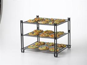 img 1 attached to 🥮 3-Tier Non-Stick Cooling Rack - Wire Mesh Design, Dishwasher Safe, Collapsible Kitchen Countertop Organizer for Baking Cookies, Cakes, Pies