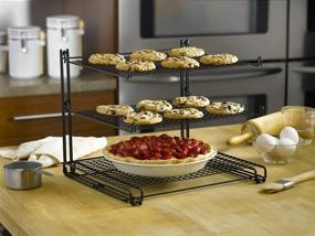 img 3 attached to 🥮 3-Tier Non-Stick Cooling Rack - Wire Mesh Design, Dishwasher Safe, Collapsible Kitchen Countertop Organizer for Baking Cookies, Cakes, Pies