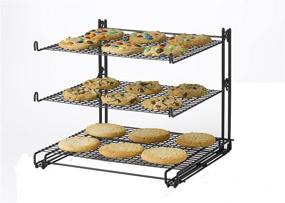 img 4 attached to 🥮 3-Tier Non-Stick Cooling Rack - Wire Mesh Design, Dishwasher Safe, Collapsible Kitchen Countertop Organizer for Baking Cookies, Cakes, Pies