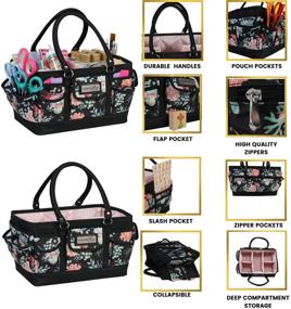 img 1 attached to 🌸 Everything Mary Black Floral Deluxe Store and Tote - Ultimate Storage Solution for Sewing, Scrapbooking, and Crafting - Portable Organizer for Supplies and Tools - Perfect for Home, School, Medical, and Office