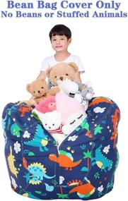 img 3 attached to 🦖 Lukeight Stuffed Animal Storage Bean Bag Chair - Zipper Bean Bag for Organizing Stuffed Animals - Dinosaur Bean Bag Chair Cover (No Beans) Large