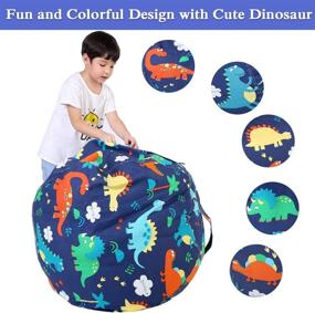 img 1 attached to 🦖 Lukeight Stuffed Animal Storage Bean Bag Chair - Zipper Bean Bag for Organizing Stuffed Animals - Dinosaur Bean Bag Chair Cover (No Beans) Large