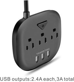 img 1 attached to 🔌 Compact Desktop Charging Station with 3 Outlets, 3 USB Ports, Switch Control, and 5 ft Extension Cord - Ideal for Nightstand, Office, and Travel - Black