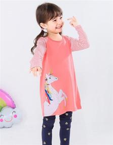 img 1 attached to 160Pink Girls' 🦄 Crewneck Cotton Unicorn Sleeve Clothing