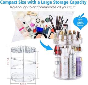 img 3 attached to 💄 360 Rotating Makeup Organizer | Clear Acrylic Cosmetic Storage Display for Vanity Bathroom and Dresser | Large & Tall for Skincare, Perfume, Lotion, and More | Includes 3 Removable Lipstick Racks